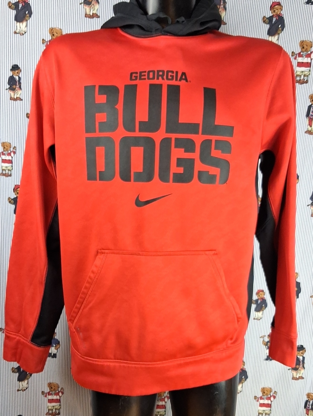Nike Georgiq Bulldogs Therma Fit Red & Black Casual Activewear Lrg Hoodie